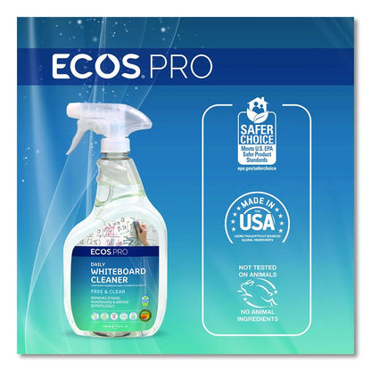 Daily Whiteboard Cleaner, Free and Clear, 32 oz Spray Bottle, 6/Carton