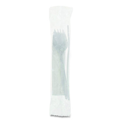 Fieldware Cutlery Kit, Mediumweight, Napkin/Spork/Straw, Plastic, White, 1,000/Carton