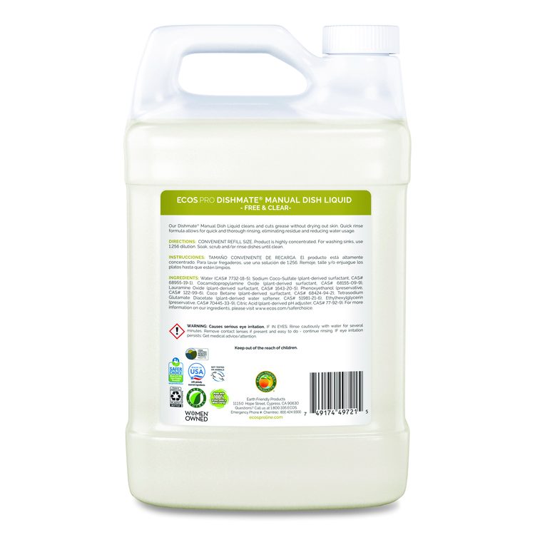 Dishmate Manual Dish Liquid, Unscented, 128 oz Bottle