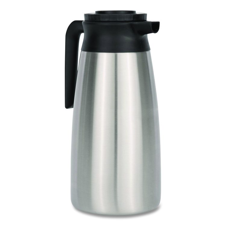 Thermal Vacuum Pitcher, 64 oz, Stainless Steel/Black