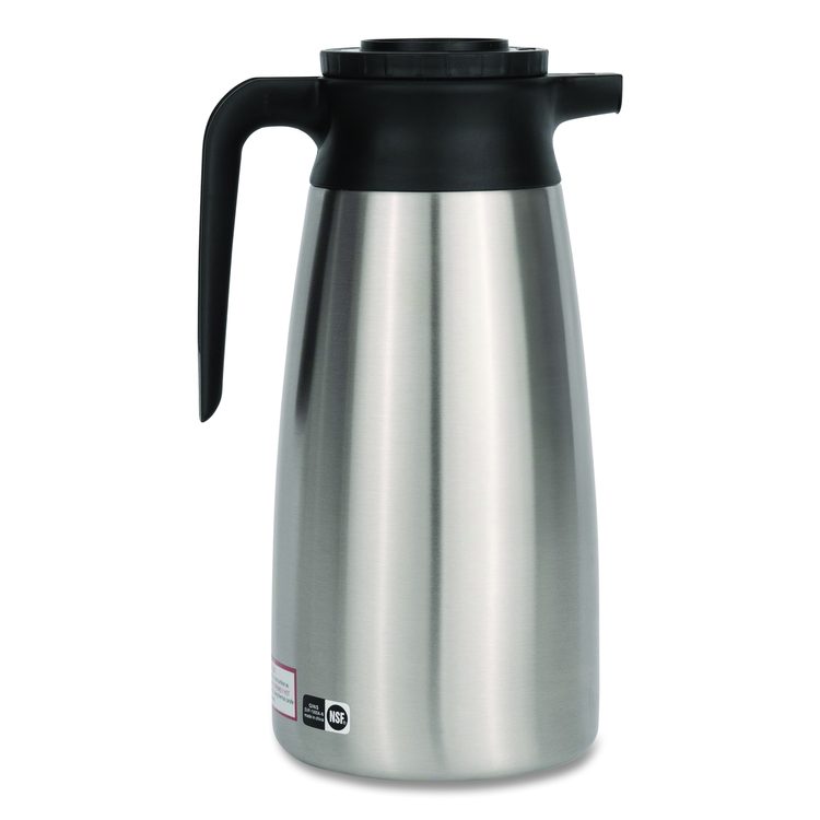 Thermal Vacuum Pitcher, 64 oz, Stainless Steel/Black