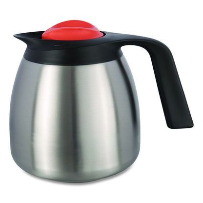 Decaf Thermal Carafe, 64 oz, Stainless Steel/Black/Orange