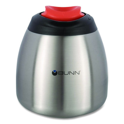 Decaf Thermal Carafe, 64 oz, Stainless Steel/Black/Orange