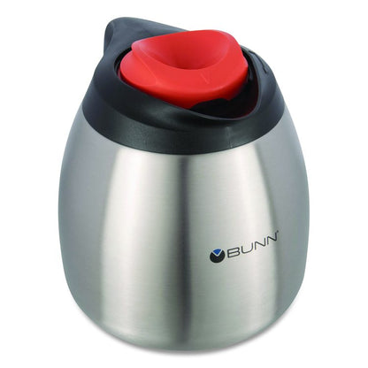 Decaf Thermal Carafe, 64 oz, Stainless Steel/Black/Orange