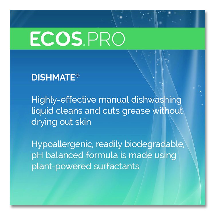 Dishmate Manual Dish Liquid, Free and Clear, 25 oz Squeeze Bottle, 6/Carton