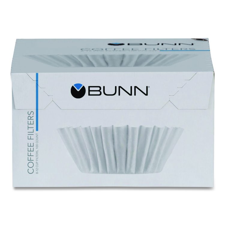 Coffee Filters, 8 to 12 Cup Size, Flat Bottom, 100/Pack