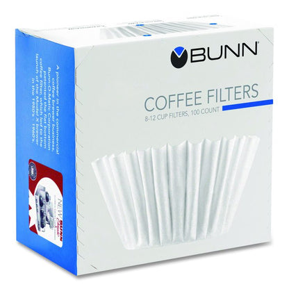Coffee Filters, 8 to 12 Cup Size, Flat Bottom, 100/Pack