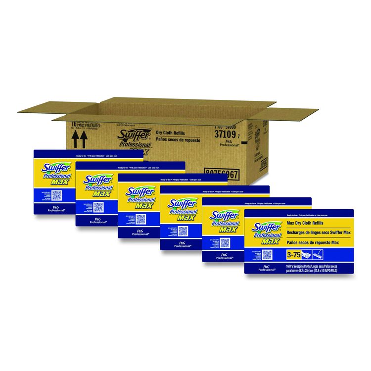 Max/XL Dry Refill Cloths, 17.88 x 10, White, 16/Box, 6 Boxes/Carton