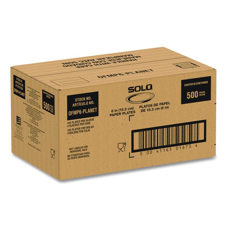 Compostable Paper Dinnerware, ProPlanet Seal, Plate, 6" dia, White, 500/Carton