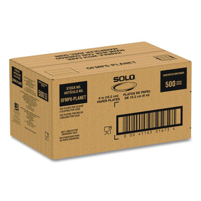 Compostable Paper Dinnerware, ProPlanet Seal, Plate, 6" dia, White, 500/Carton