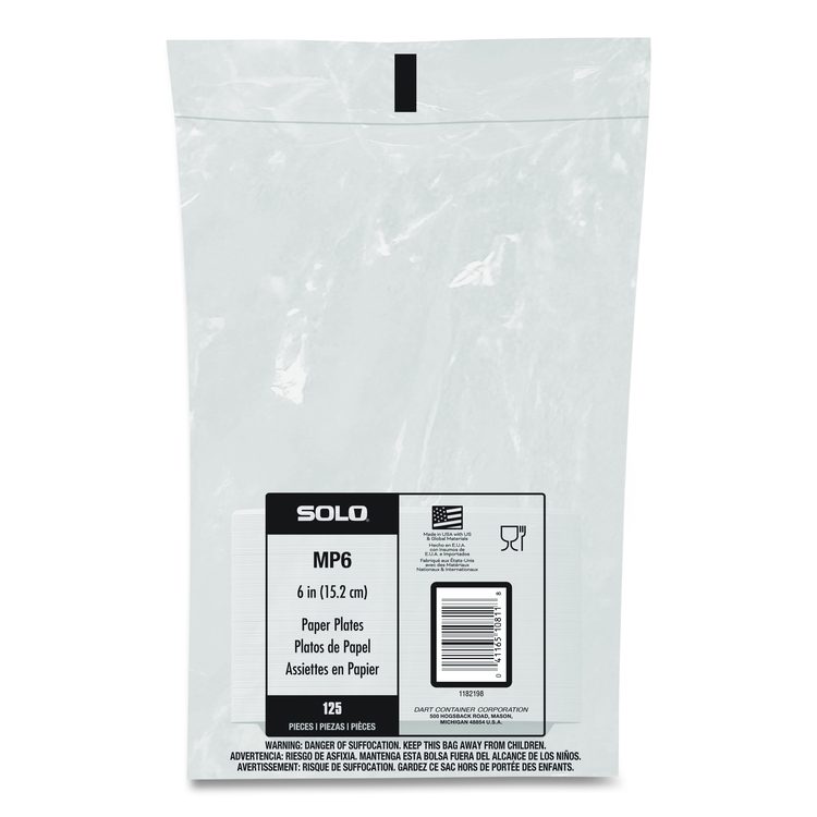 Compostable Paper Dinnerware, ProPlanet Seal, Plate, 6" dia, White, 500/Carton