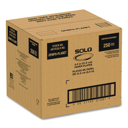 Compostable Paper Dinnerware, ProPlanet Seal, Plate, 9" dia, White, 250/Carton