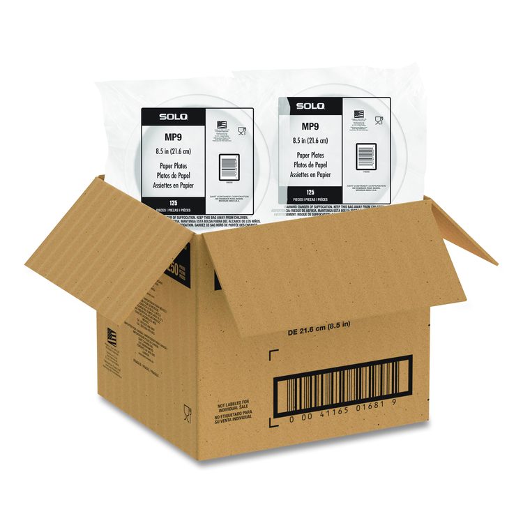 Compostable Paper Dinnerware, ProPlanet Seal, Plate, 9" dia, White, 250/Carton