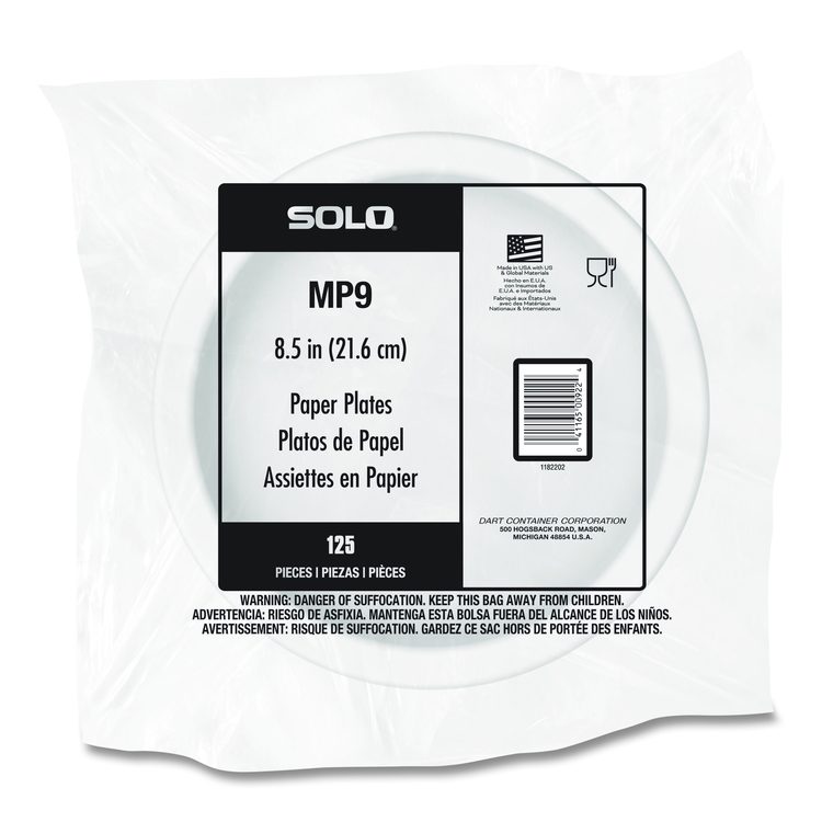 Compostable Paper Dinnerware, ProPlanet Seal, Plate, 9" dia, White, 250/Carton