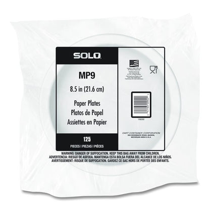 Compostable Paper Dinnerware, ProPlanet Seal, Plate, 9" dia, White, 250/Carton