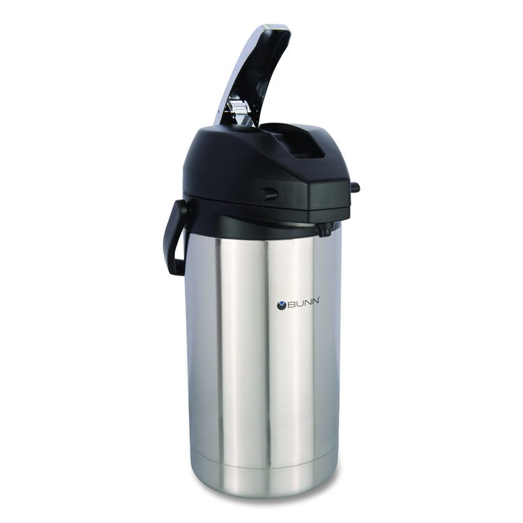 Lever Action Airpot, 101 oz, Stainless Steel/Black