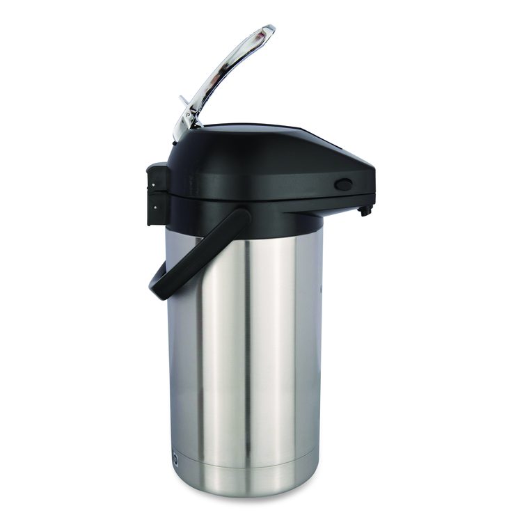 Lever Action Airpot, 101 oz, Stainless Steel/Black