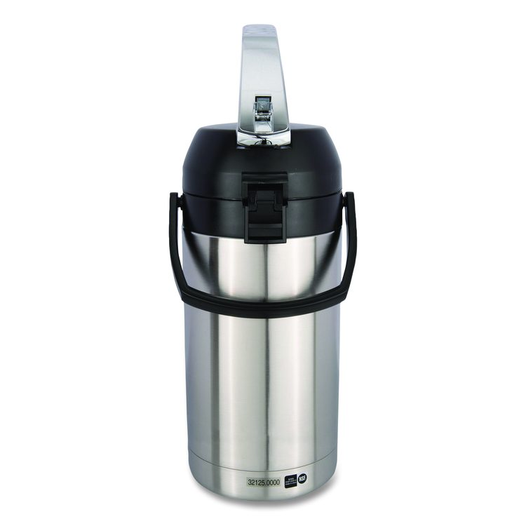Lever Action Airpot, 101 oz, Stainless Steel/Black