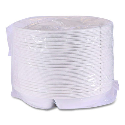 Vanguard Renewable and Compostable Sugarcane Containers, 3-Compartment Bowl, 28 oz, White, 400/Carton