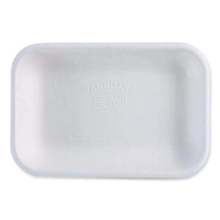 WorldView Vanguard Rectangular Container, 12 oz, 7 x 4.75 x 1, Sugarcane Fiber, White, 400/Carton