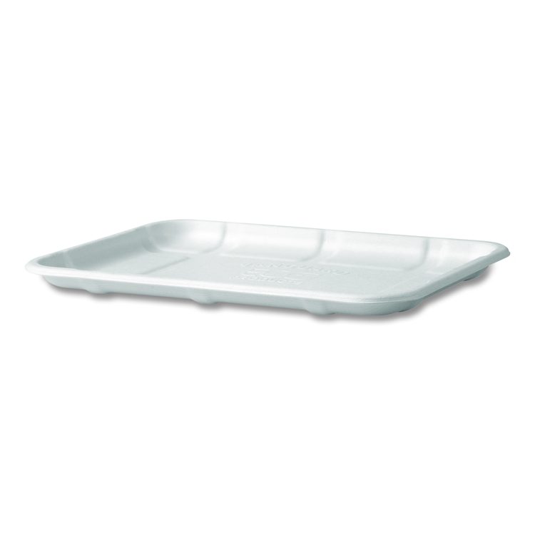 Meat and Produce Food Trays, 8.5 x 6.2 x 0.5, White, Sugarcane Fiber, 400/Carton