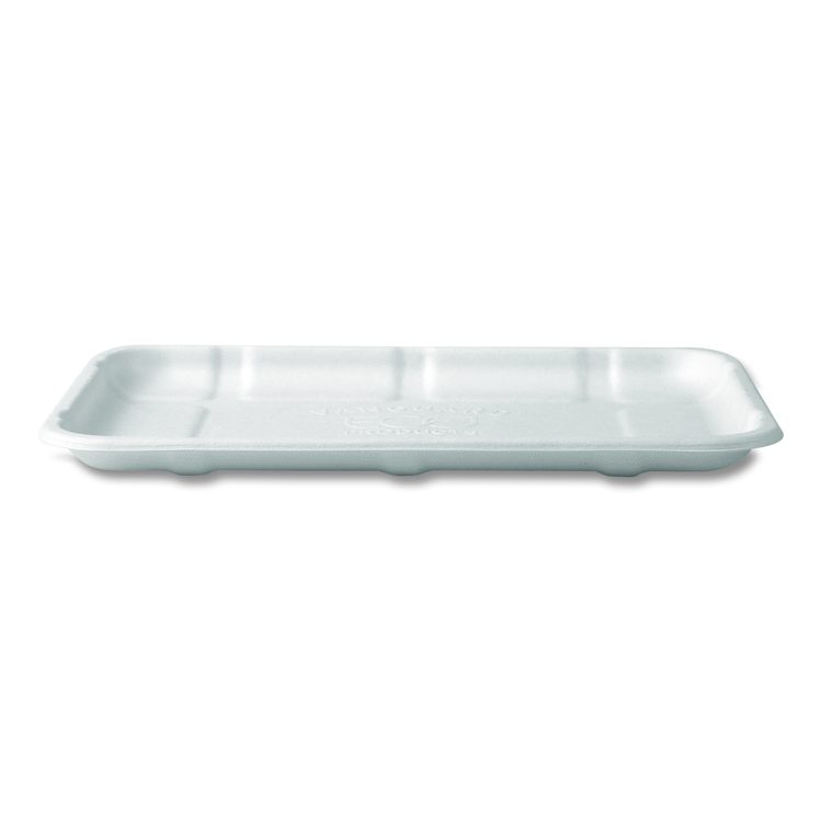 Meat and Produce Food Trays, 8.5 x 6.2 x 0.5, White, Sugarcane Fiber, 400/Carton