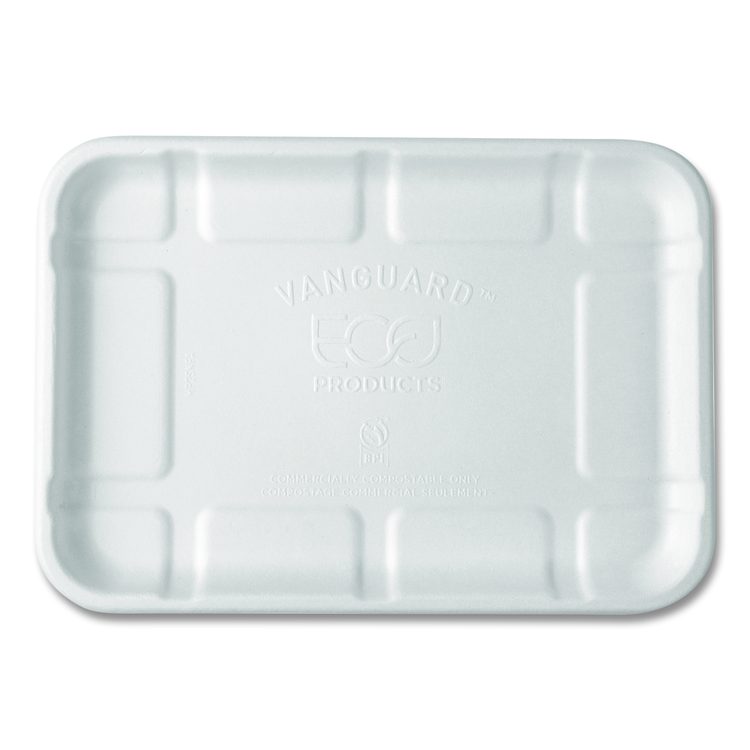 Meat and Produce Food Trays, 8.5 x 6.2 x 0.5, White, Sugarcane Fiber, 400/Carton