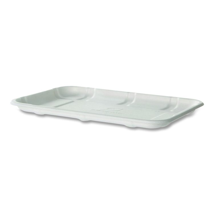 Meat and Produce Food Trays, 8.5 x 6.2 x 0.5, White, Sugarcane Fiber, 400/Carton