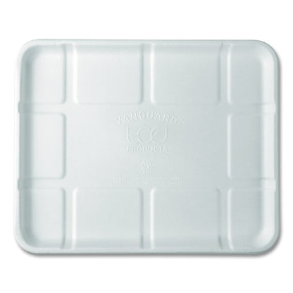Meat and Produce Food Trays, 10.52 x 8.5 x 0.5, White, Sugarcane Fiber, 300/Carton