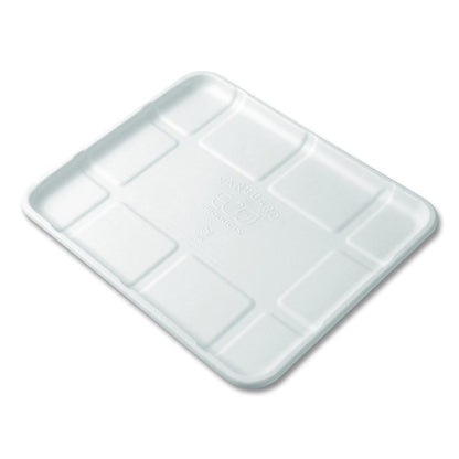 Meat and Produce Food Trays, 10.52 x 8.5 x 0.5, White, Sugarcane Fiber, 300/Carton