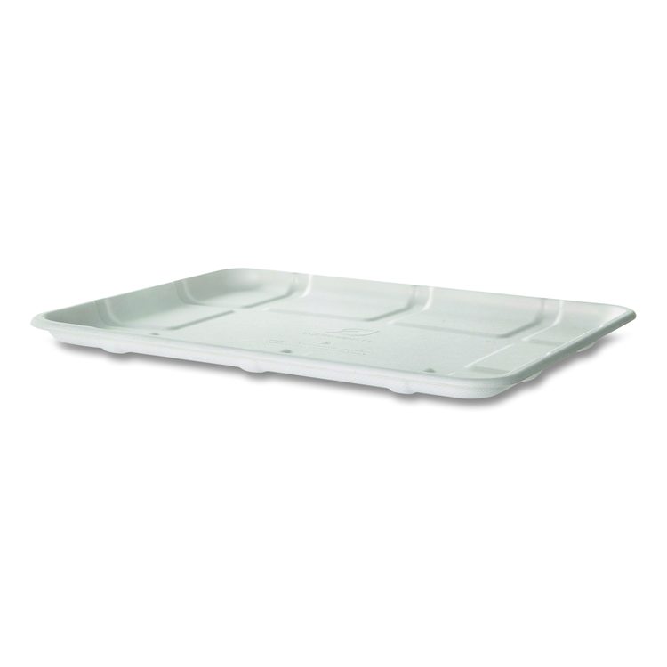 Meat and Produce Food Trays, 10.52 x 8.5 x 0.5, White, Sugarcane Fiber, 300/Carton