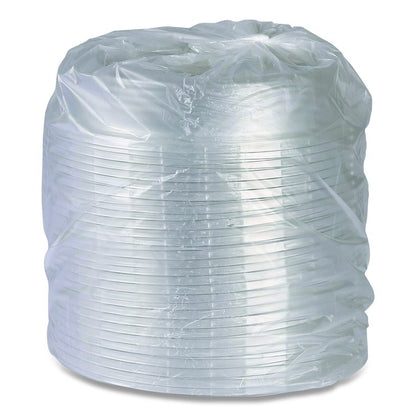 100% Recycled Content Round Plate Lids, Plastic, 9" dia x 1.5" h, Clear, 300/Carton