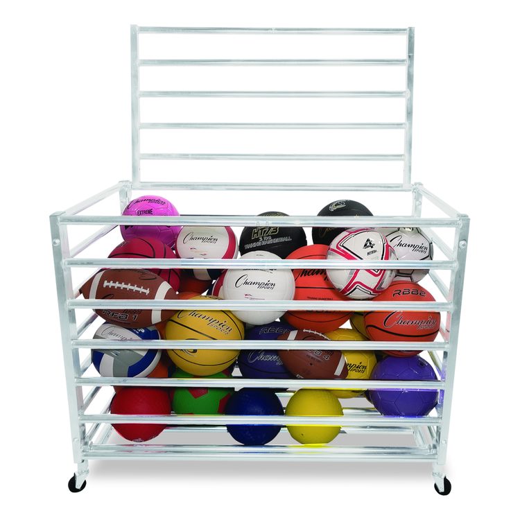 Economy Locking Ball Carrier, Metal, 264 lb Capacity, 23" x 45" x 32", White