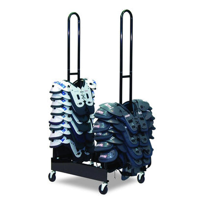 Mobile Two-Stack Shoulder Pad Rack, Metal, 176 lb Capacity, 24" x 30" x 69", Black