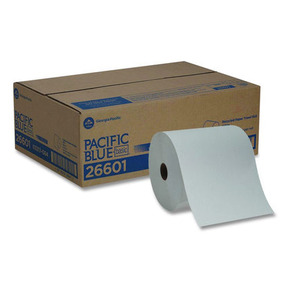 Pacific Blue Basic Recycled Paper Towel Roll, 1-Ply, 7.88" x 800 ft, White, 6 Rolls/Carton