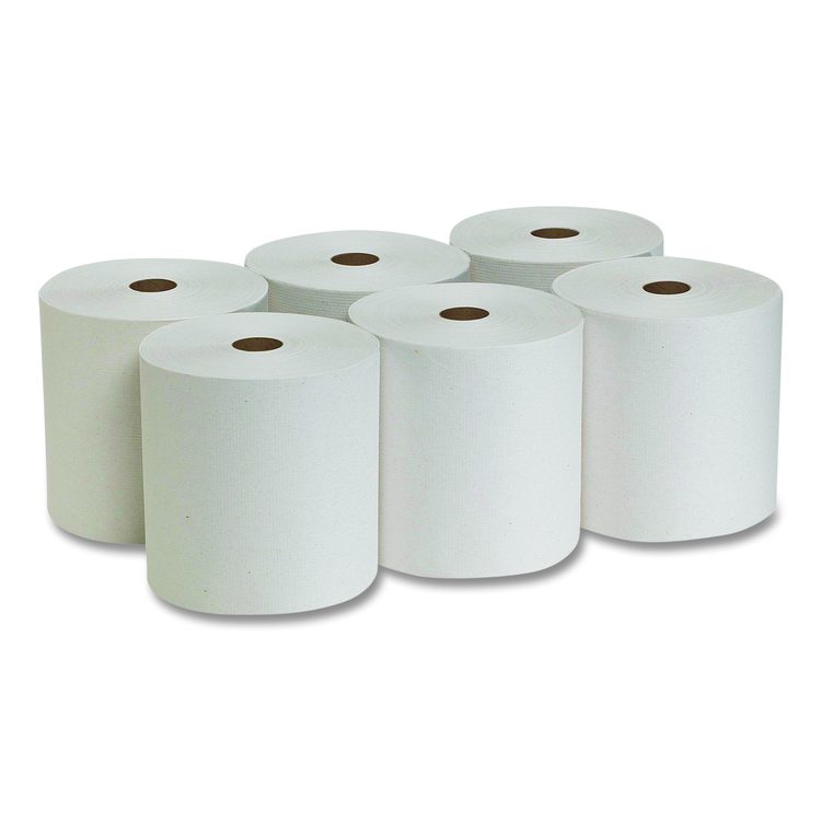 Pacific Blue Basic Recycled Paper Towel Roll, 1-Ply, 7.88" x 800 ft, White, 6 Rolls/Carton