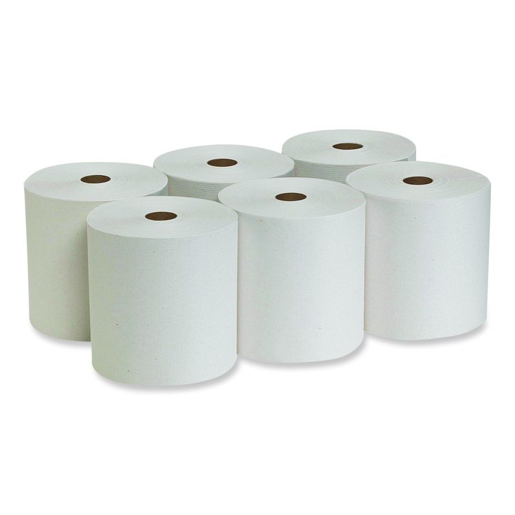 Pacific Blue Basic Recycled Paper Towel Roll, 1-Ply, 7.88" x 800 ft, White, 6 Rolls/Carton