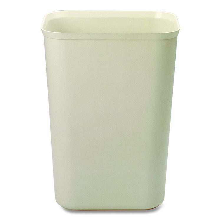 Fiberglass Wastebasket, 10 gal, Fiberglass, Beige