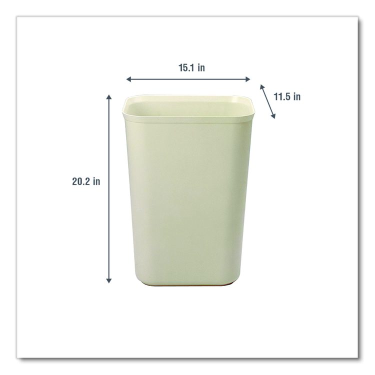 Fiberglass Wastebasket, 10 gal, Fiberglass, Beige