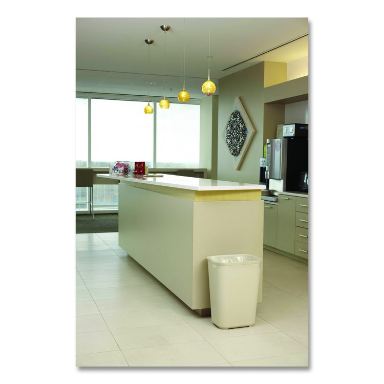 Fiberglass Wastebasket, 10 gal, Fiberglass, Beige