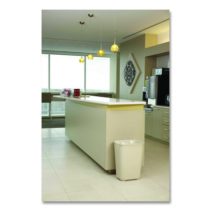 Fiberglass Wastebasket, 10 gal, Fiberglass, Beige