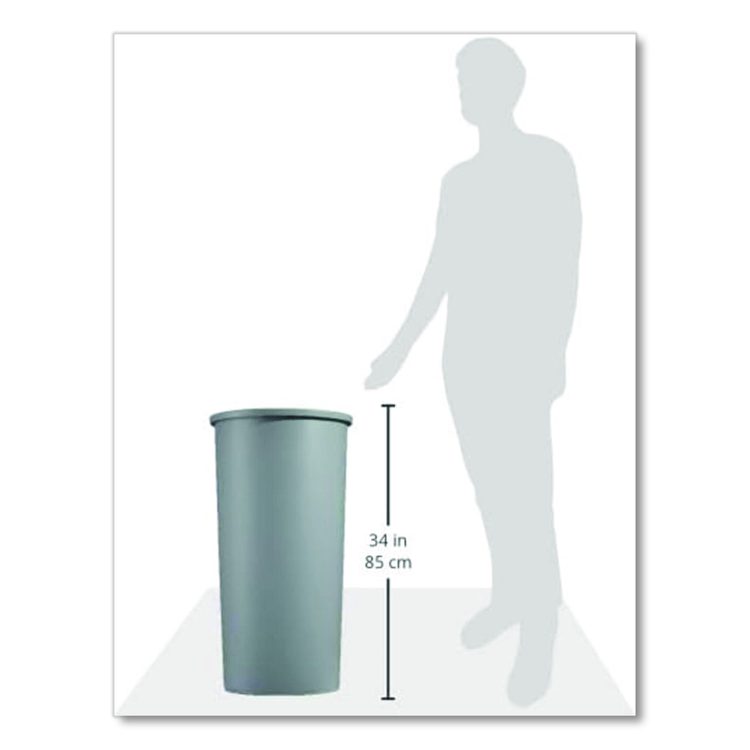 Untouchable Large Plastic Round Waste Receptacle, 22 gal, Plastic, Gray