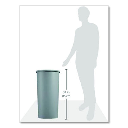 Untouchable Large Plastic Round Waste Receptacle, 22 gal, Plastic, Gray