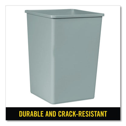 Untouchable Square Waste Receptacle, 35 gal, Plastic, Gray