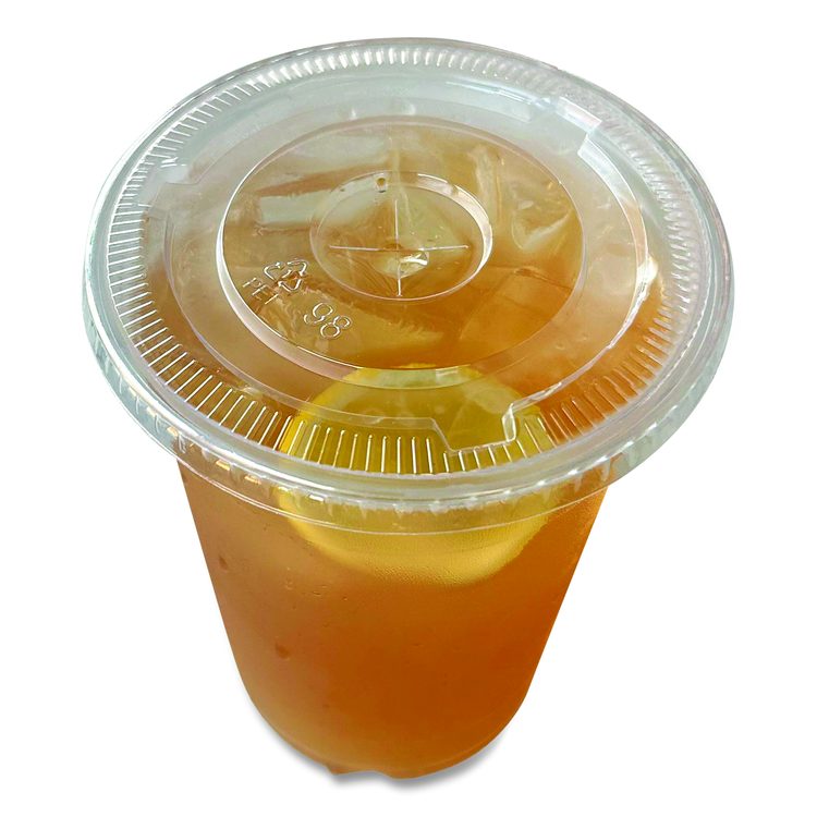 PET Cold Cup Lids, Fits 14 oz to 24 oz Cold Cups, Plastic, Clear, 100/Sleeve, 10 Sleeves/Carton