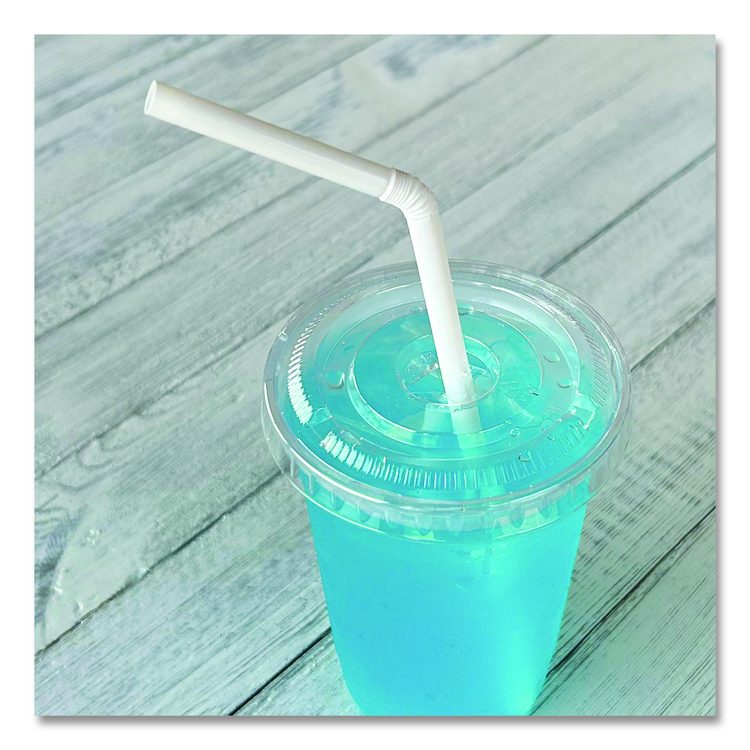 Flexible Wrapped Straws, 7.75", Plastic, White, 500/Pack, 20 Packs/Carton