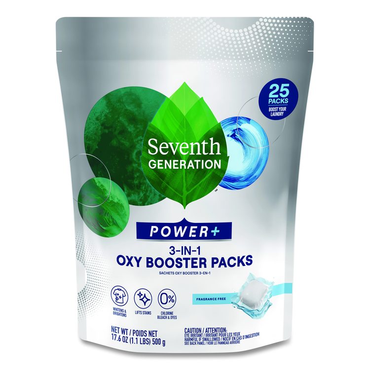 Power+ 3-in-1 Oxy Booster Packs, Fragrance-Free, 17.6 oz, 25 Tabs/Pack, 6 Packs/Carton