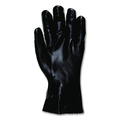 Double-Dipped PVC Gloves, 14" Long, Large, Black, 12 Pairs