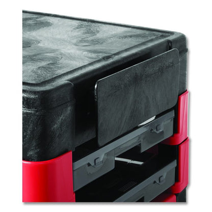 Trades Cart with Locking Storage Area, Plastic, 2 Shelves, 2 Drawers, 330 lb Capacity, 19.25" x 38" x 33.38", Black