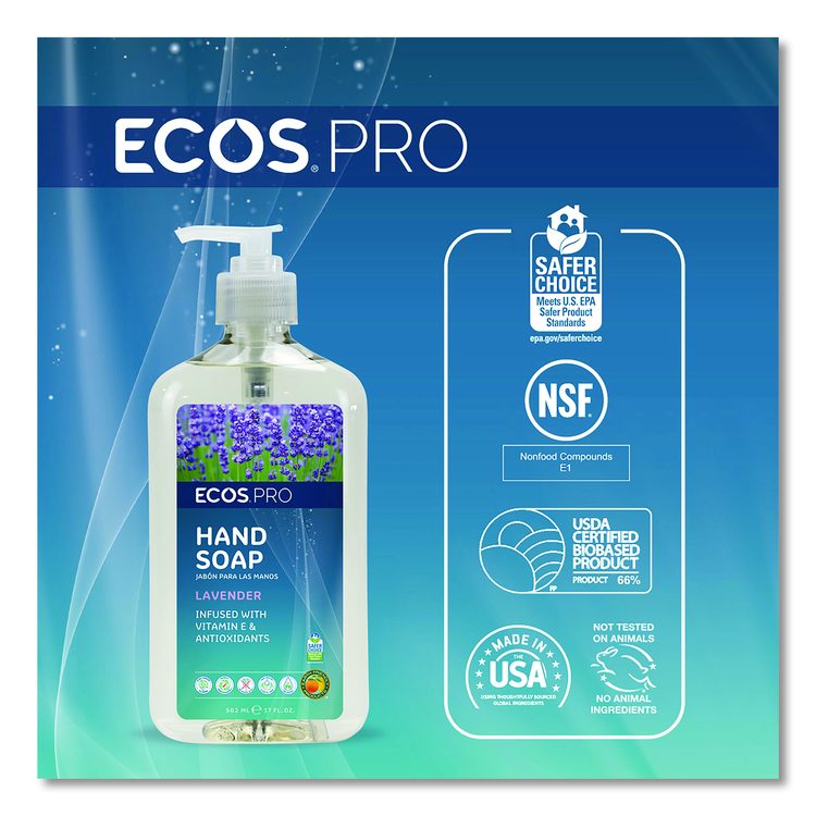 Liquid Hand Soap, Lavender Scent, 17 oz, 6/Carton